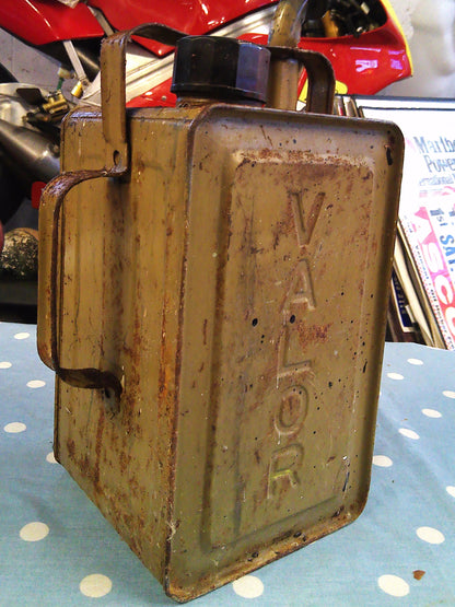 Vintage Valor oil can yellow brown