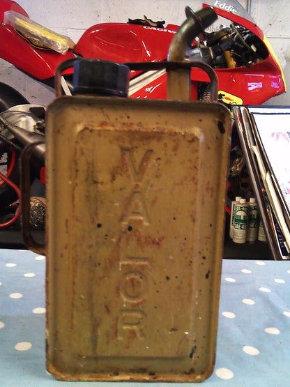 Vintage Valor oil can yellow brown
