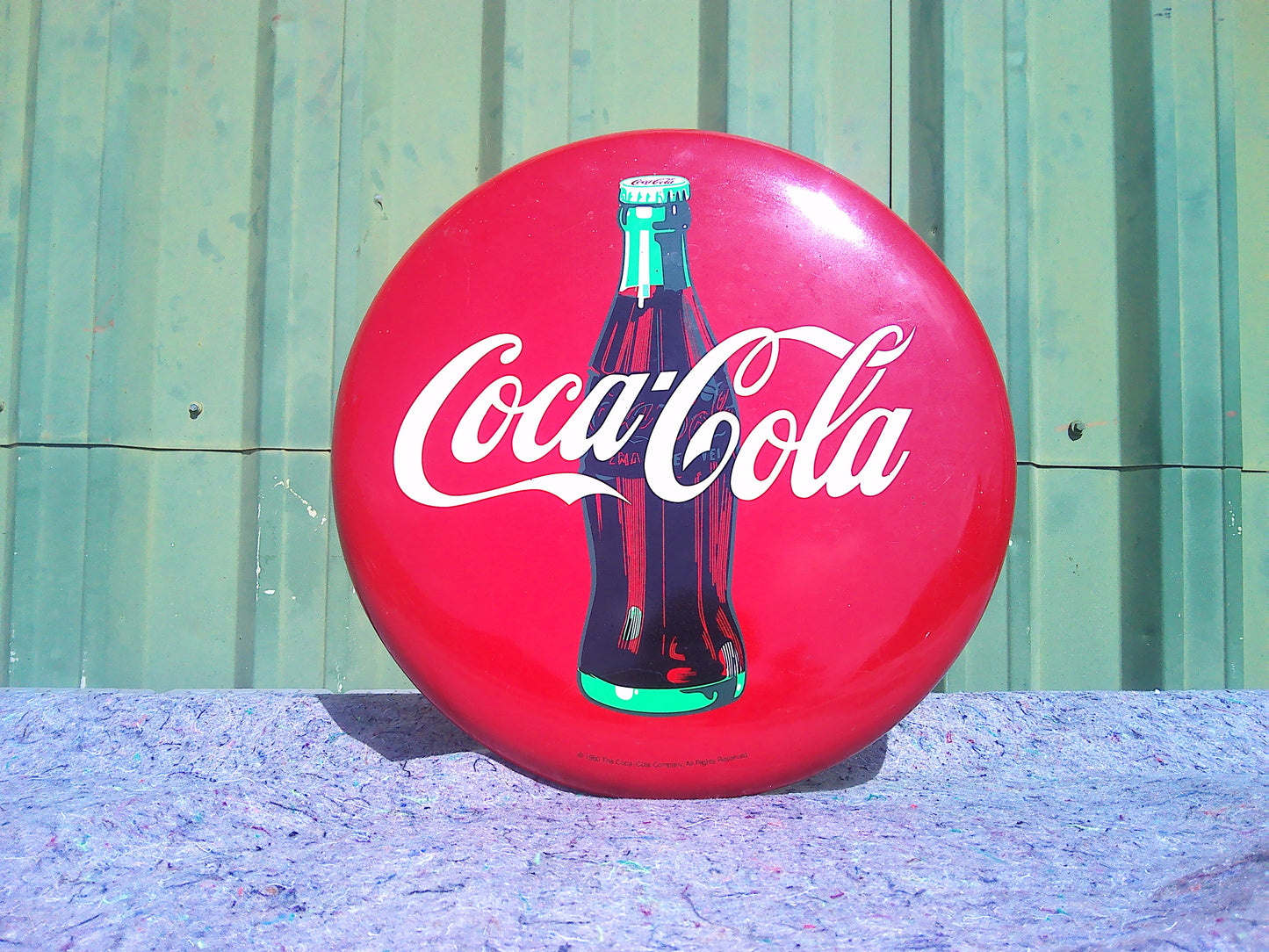 1990 COCA-COLA DOMED BUTTON SIGN 41CM