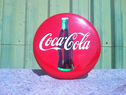 1990 COCA-COLA DOMED BUTTON SIGN 41CM