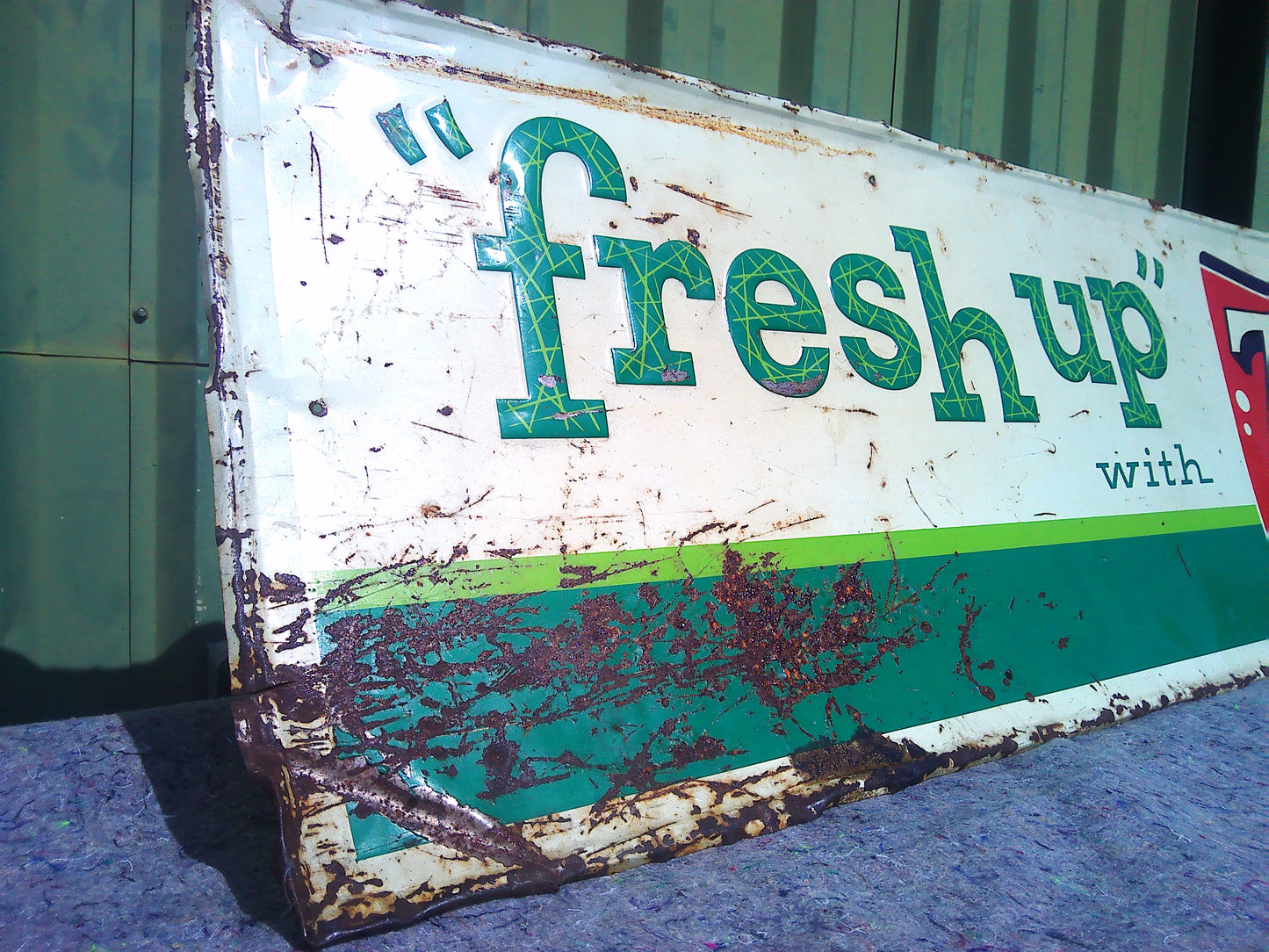 1962 Vintage "FRESH UP" 7up embossed metal sign