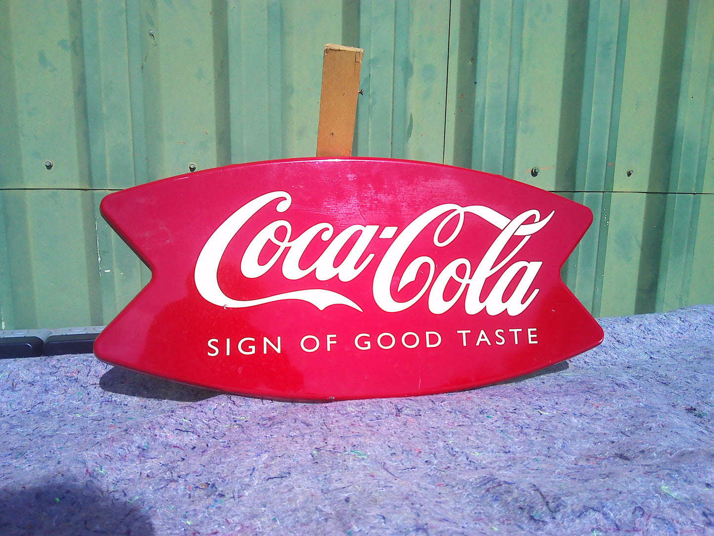 1969 Coca Cola fishtail metal sign