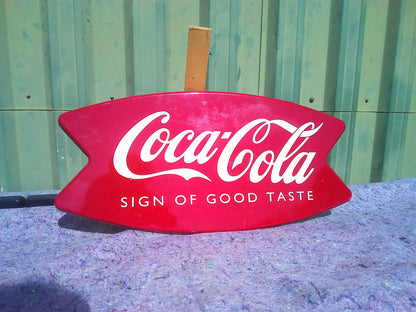 1969 Coca Cola fishtail metal sign