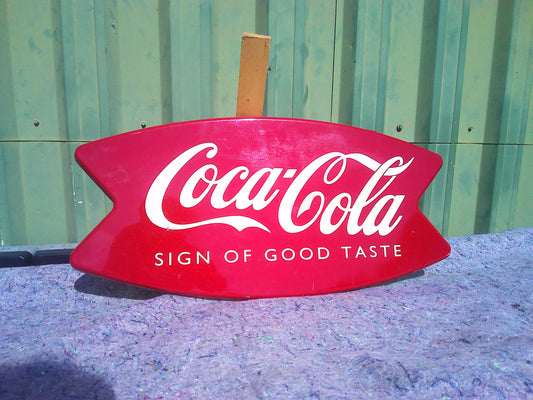 1969 Coca Cola fishtail metal sign