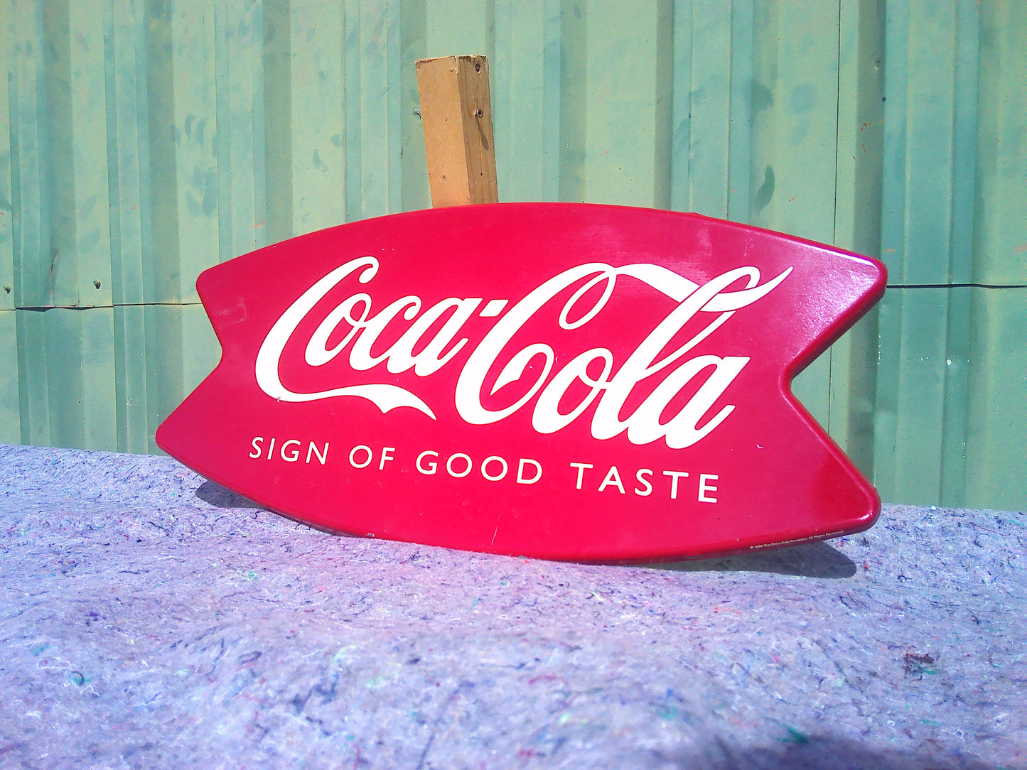1969 Coca Cola fishtail metal sign