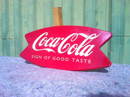 1969 Coca Cola fishtail metal sign