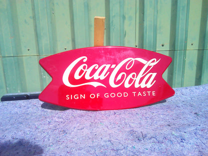 1969 Coca Cola fishtail metal sign