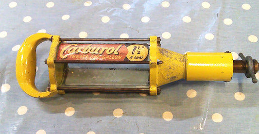 Vintage 1950's Carburol upper cylinder 2 stroke oil shot dispenser