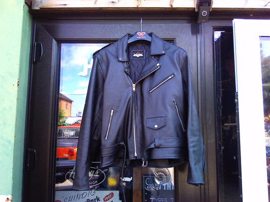 Genuine leather biker jacket with tassels SIZE 42