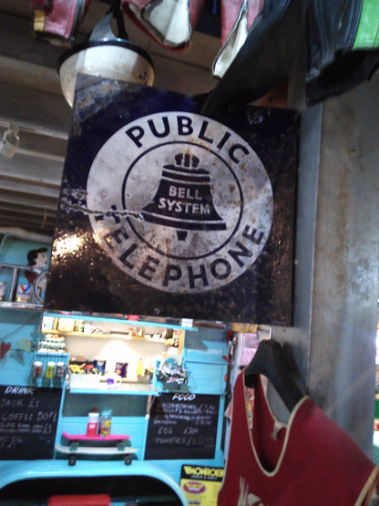 Public telephone Bell System vintage metal sign