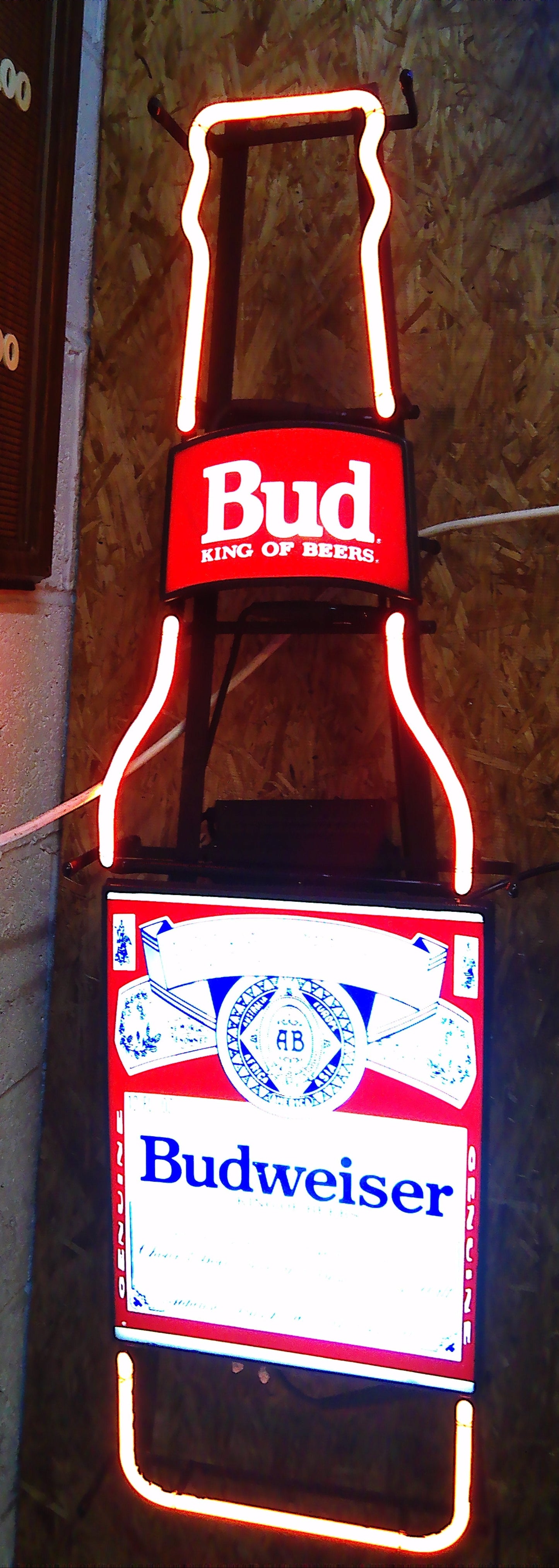 NOS Budweiser bottle neon light with box