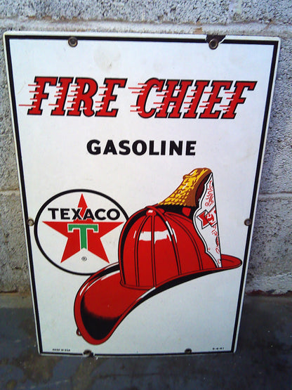 1962 Texaco Fire Cheif Gasoline metal sign
