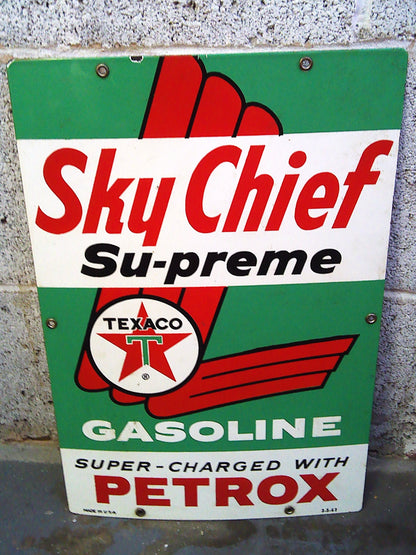 1961 Texaco Sky Chief Gasoline metal sign