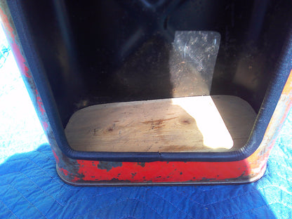 Vintage metal oil can turned display case