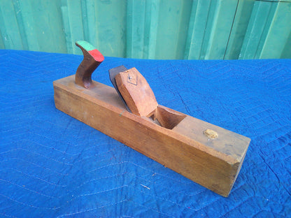Set of 2 wood jack planes in a hand-made carrier