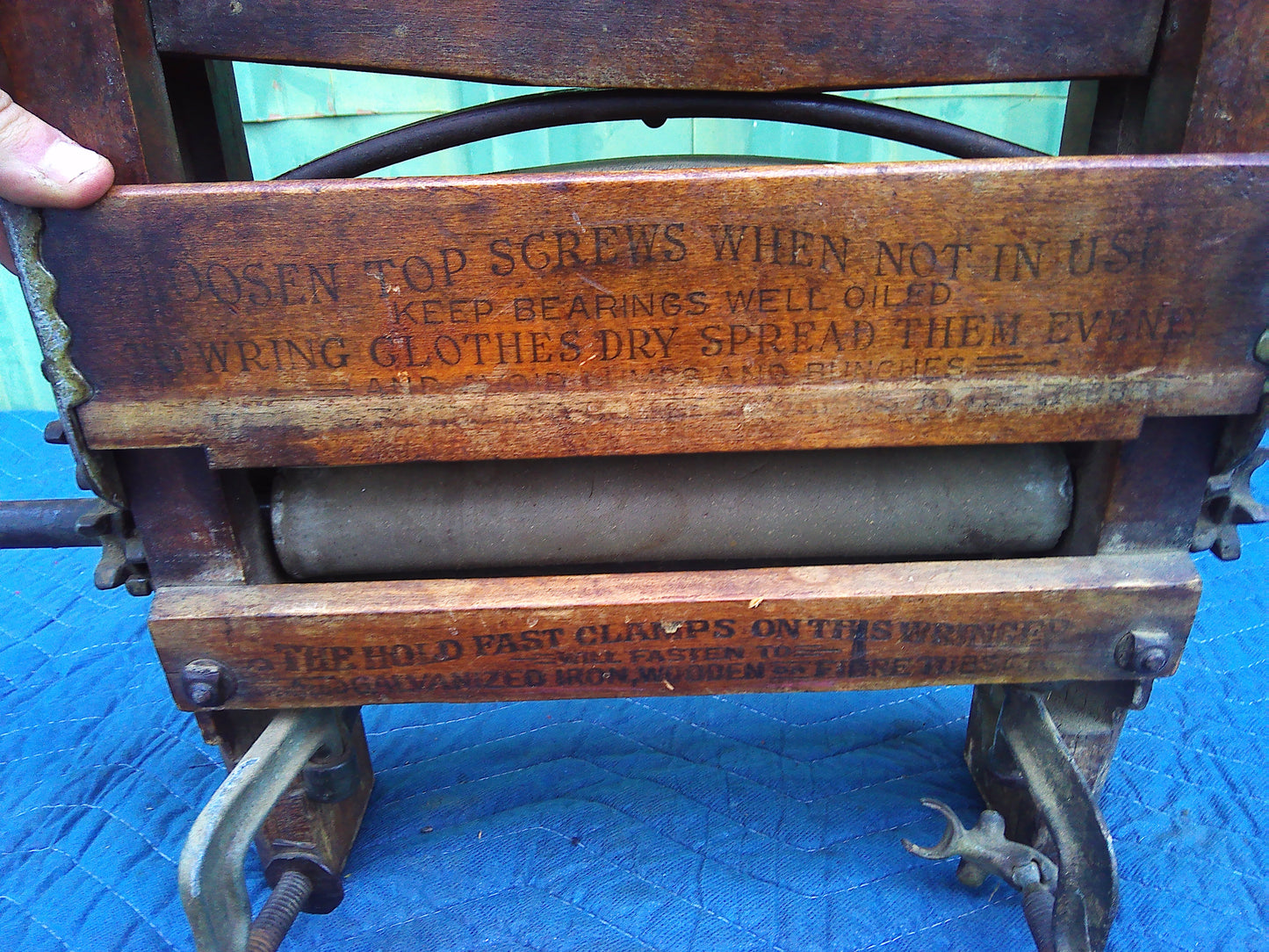 Vintage wooden drying mangle/wringer