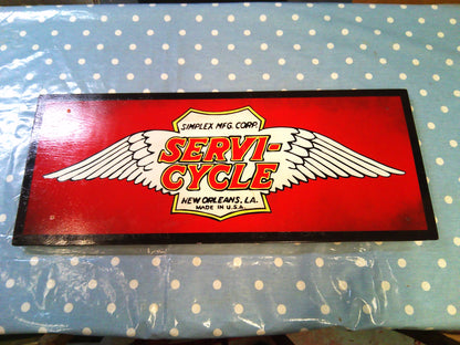 Servi-Cycle wooden wall sign