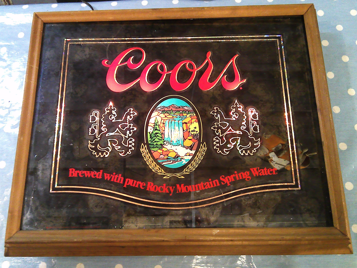 Vintage Coors light up mirror sign