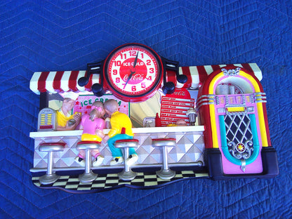 Vintage 1990s Coca cola Soda Shop plastic wall clock