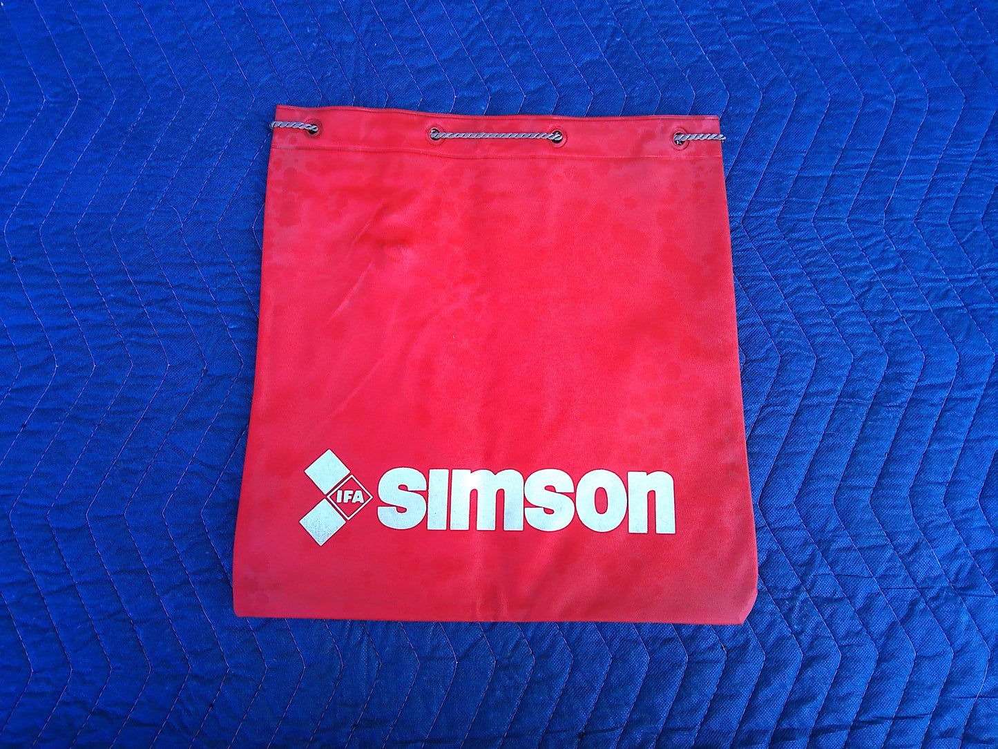 NOS Red Simson vinyl drawstring sack