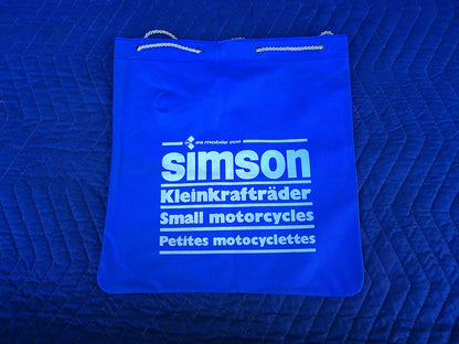 NOS Blue Simson vinyl drawstring bag