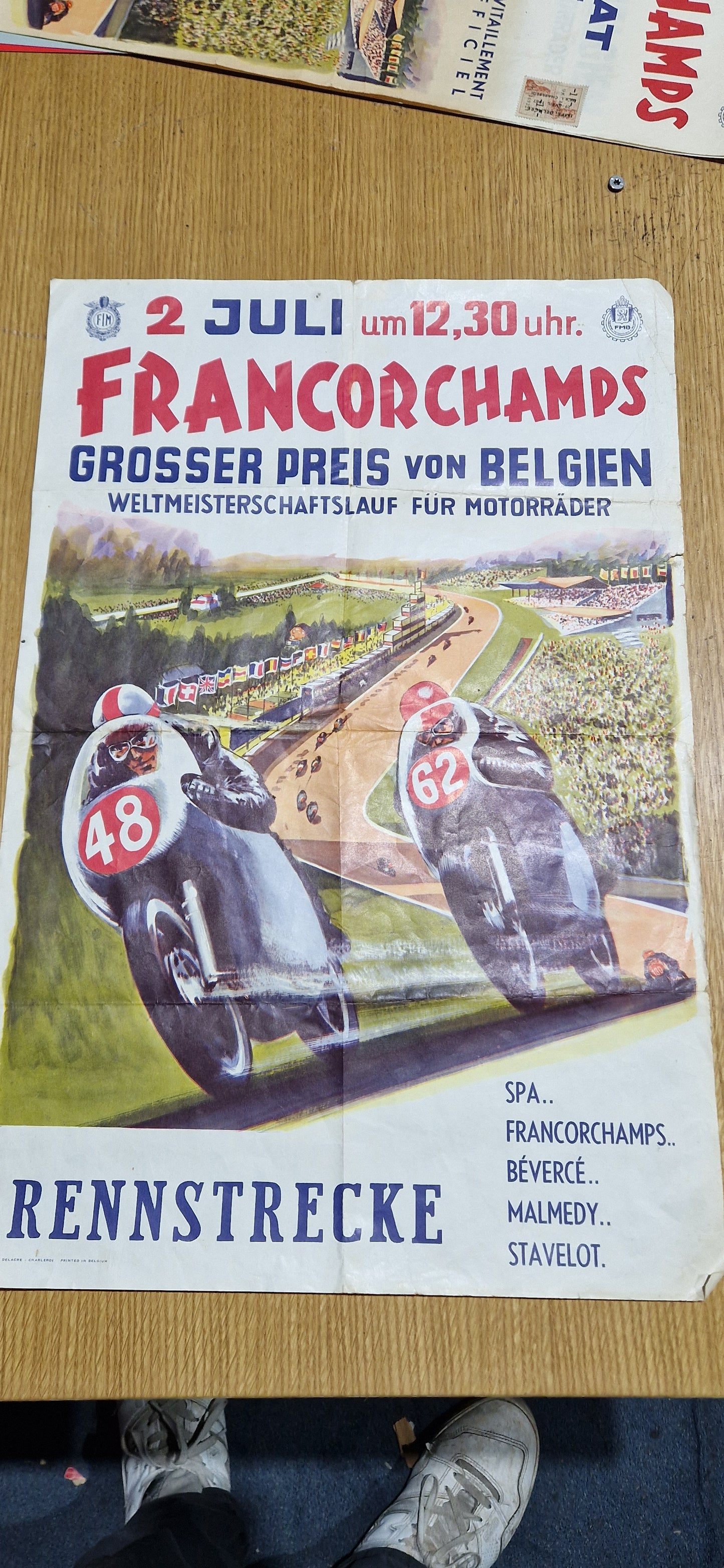 NOS VINTAGE 1959 BELGIAN GRAND PRIX WORLD CHAMPIONSHIP RACE POSTER