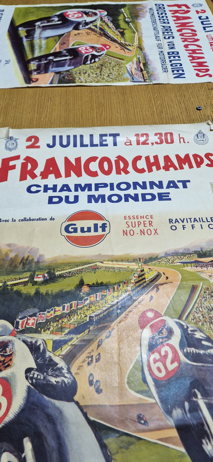 NOS VINTAGE 1970 BELGIAN MOTORCYCLE GRAND PRIX WORLD CHAMPIONSHIP POSTER