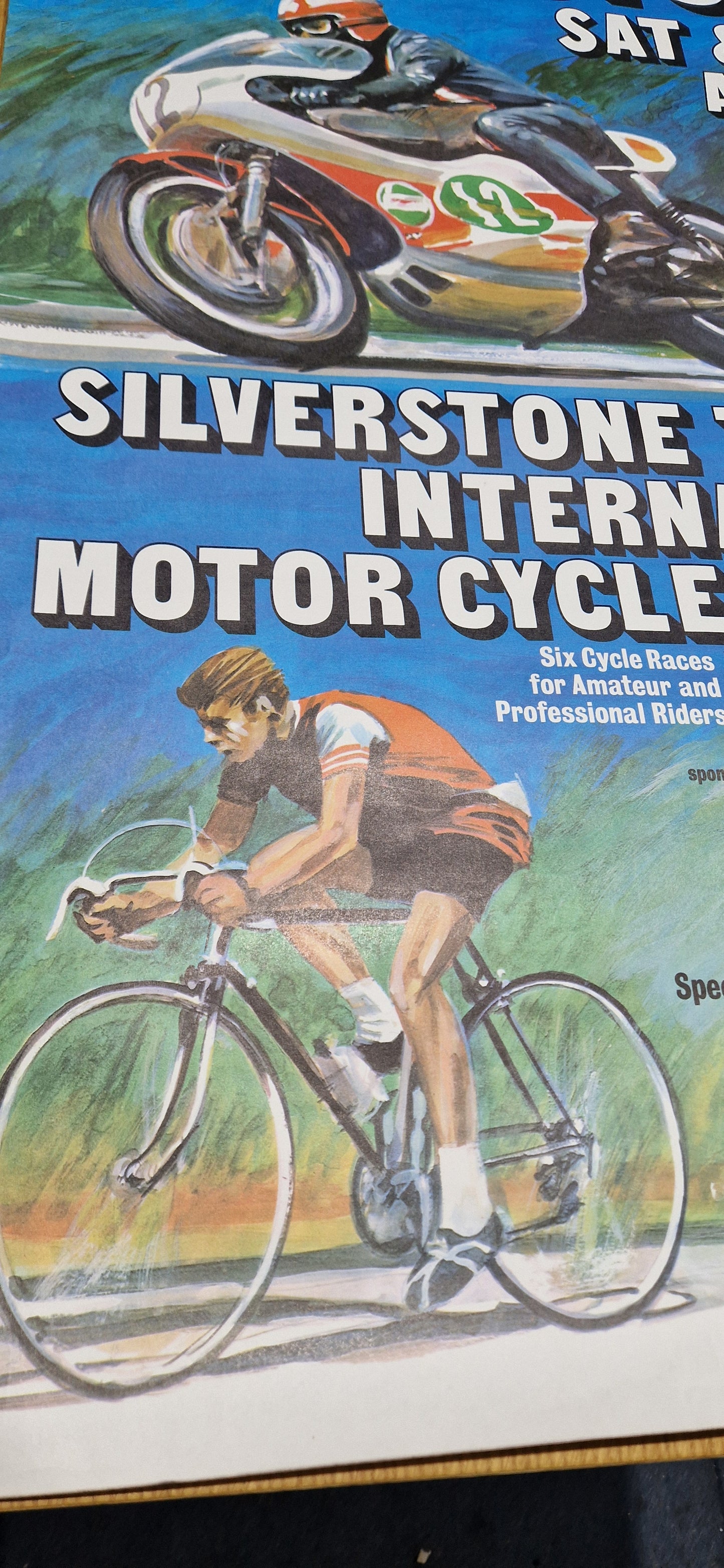 NOS 60'S - 70'S VINTAGE SILVERSTONE WEEKEND MTORCYCLE CYCLE RACES POSTER
