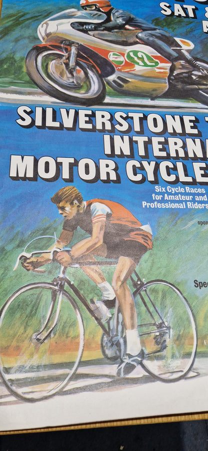 NOS 60'S - 70'S VINTAGE SILVERSTONE WEEKEND MTORCYCLE CYCLE RACES POSTER
