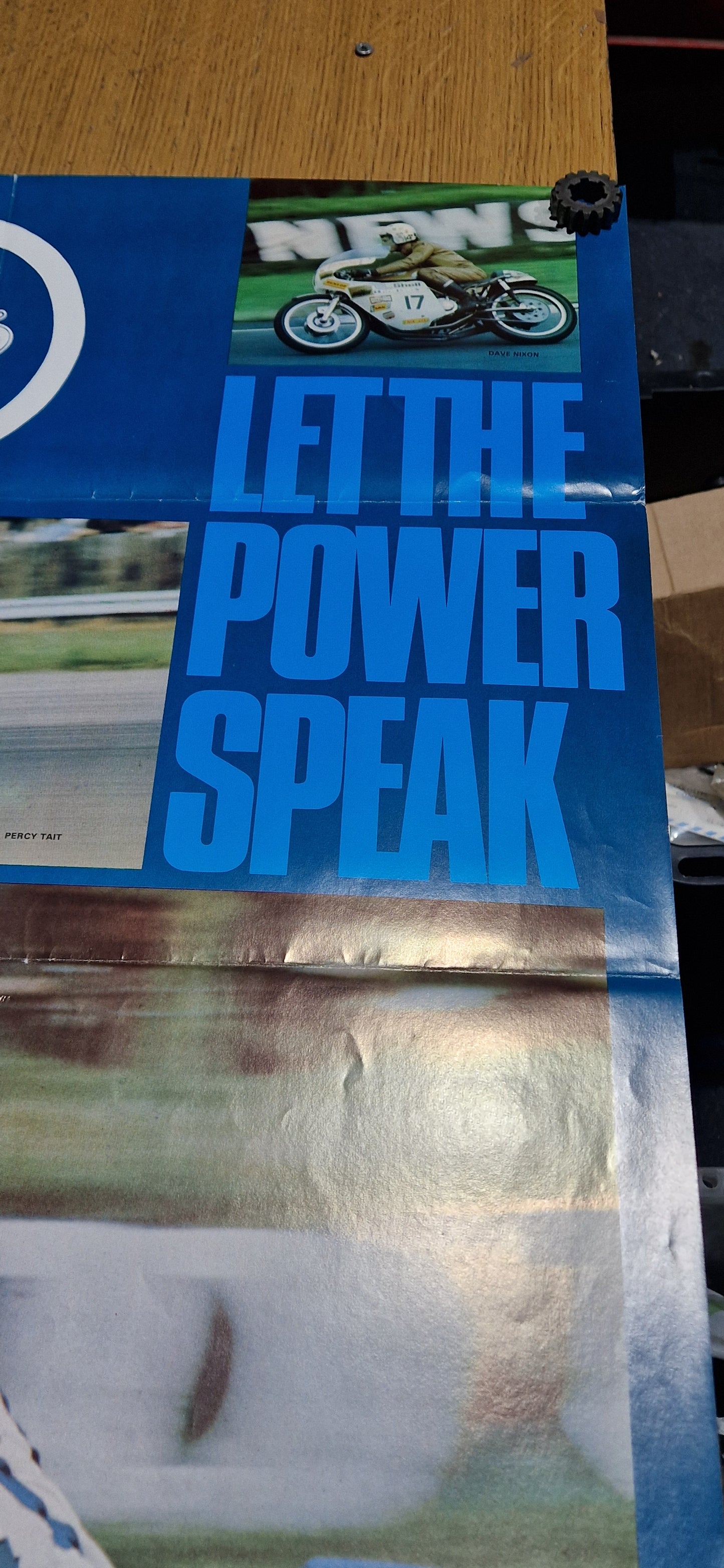 NOS VINTAGE 1965 TRIUMPH "LET THE POWER SPEAK" POSTER