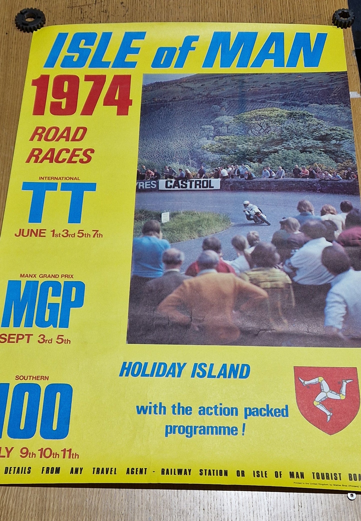 NOS VINTAGE 1974 ISLE OF MAN TT RACE POSTER