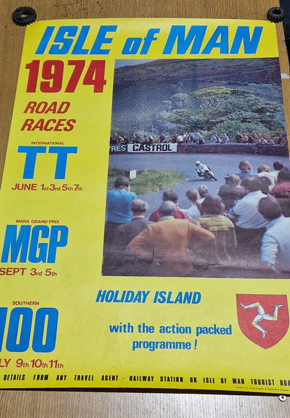 NOS VINTAGE 1974 ISLE OF MAN TT RACE POSTER