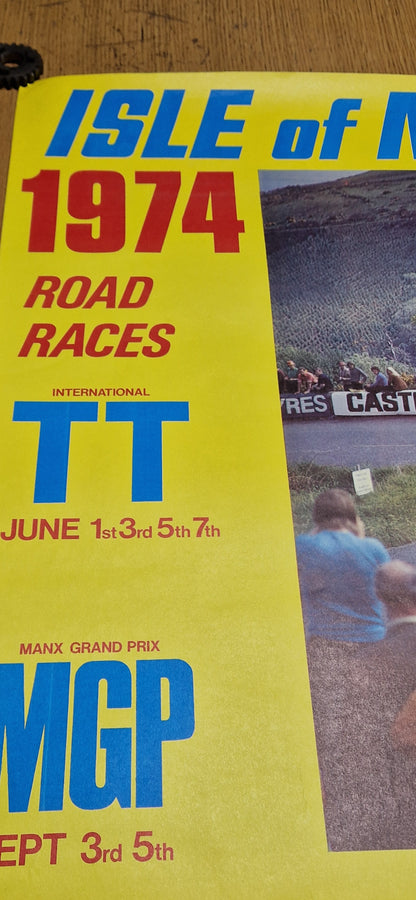 NOS VINTAGE 1974 ISLE OF MAN TT RACE POSTER