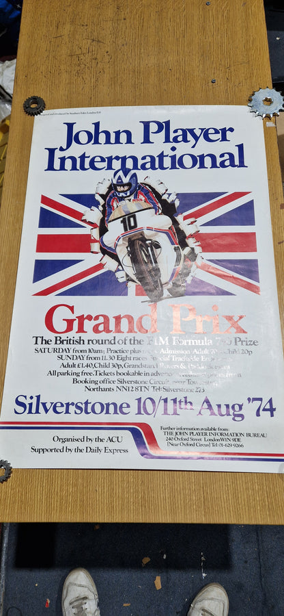 NOS VINTAGE 1974 JOHN PLAYER INTERNATIONAL SILVERSTONE RACING POSTER