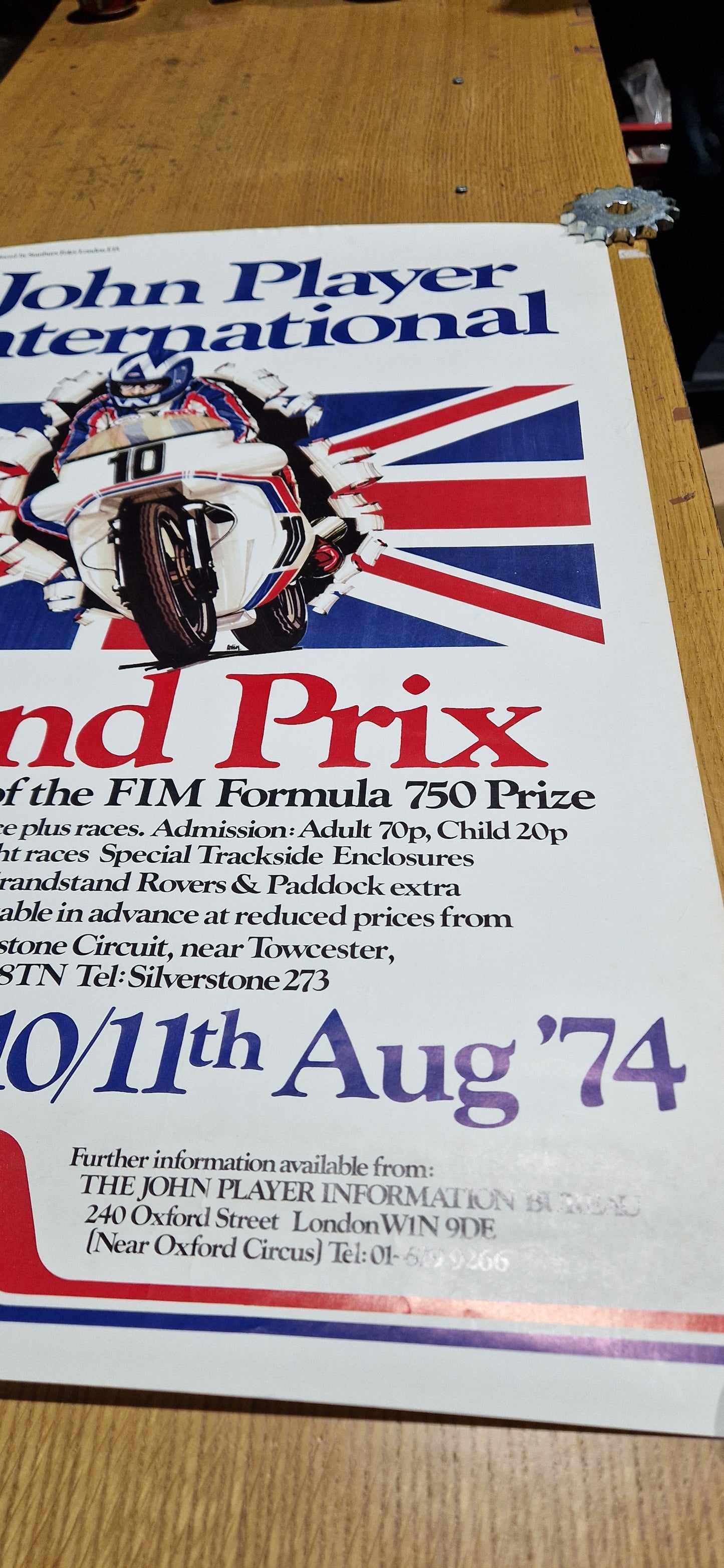 NOS VINTAGE 1974 JOHN PLAYER INTERNATIONAL SILVERSTONE RACING POSTER