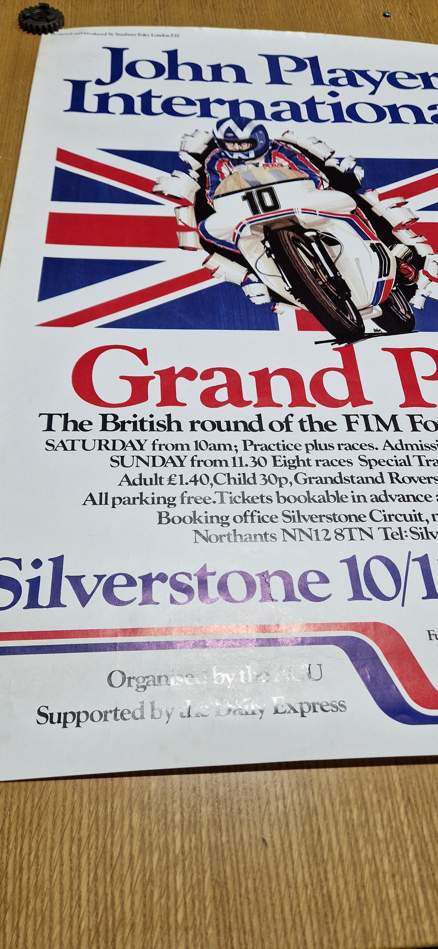 NOS VINTAGE 1974 JOHN PLAYER INTERNATIONAL SILVERSTONE RACING POSTER