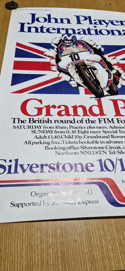 NOS VINTAGE 1974 JOHN PLAYER INTERNATIONAL SILVERSTONE RACING POSTER