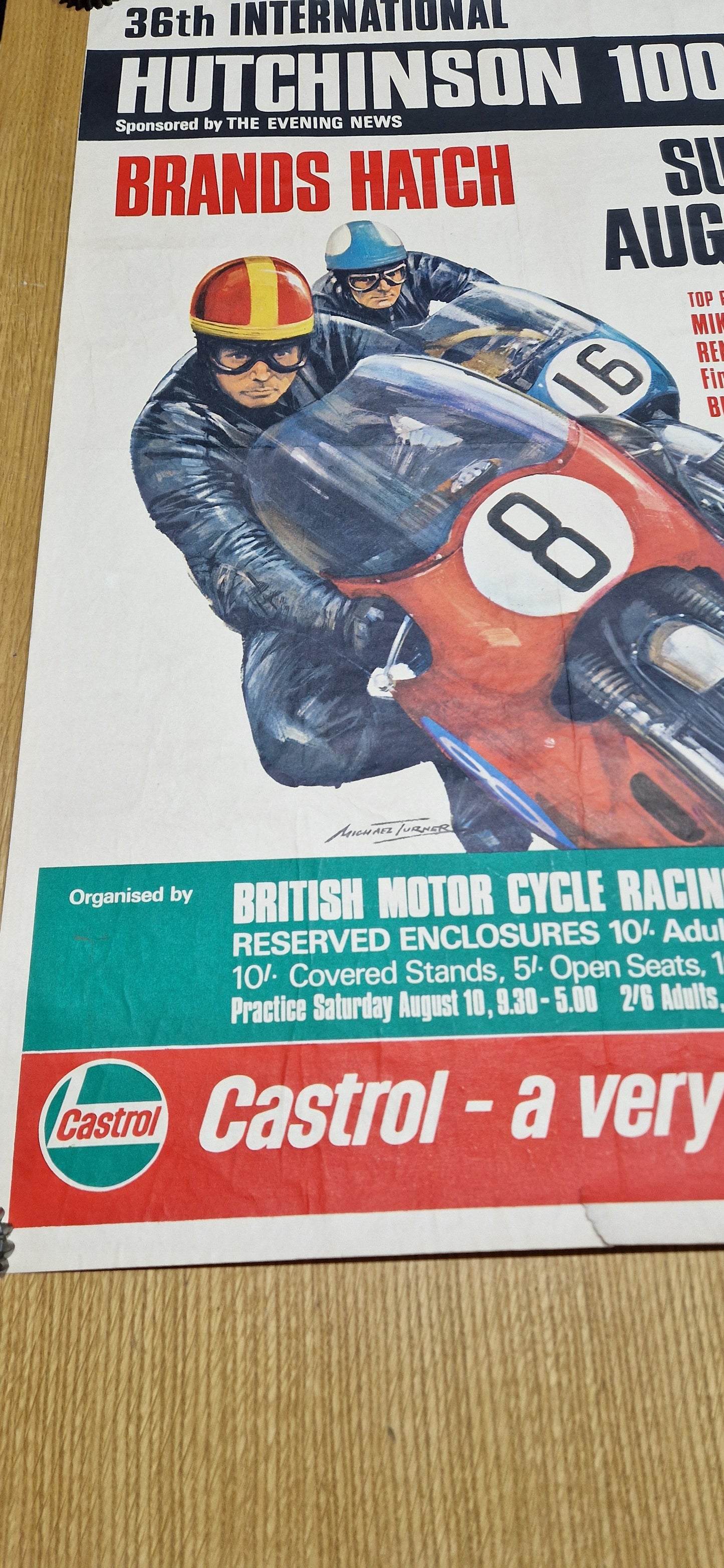 VINTAGE 1968 HUTCHINSON 100 CASTROL POSTER