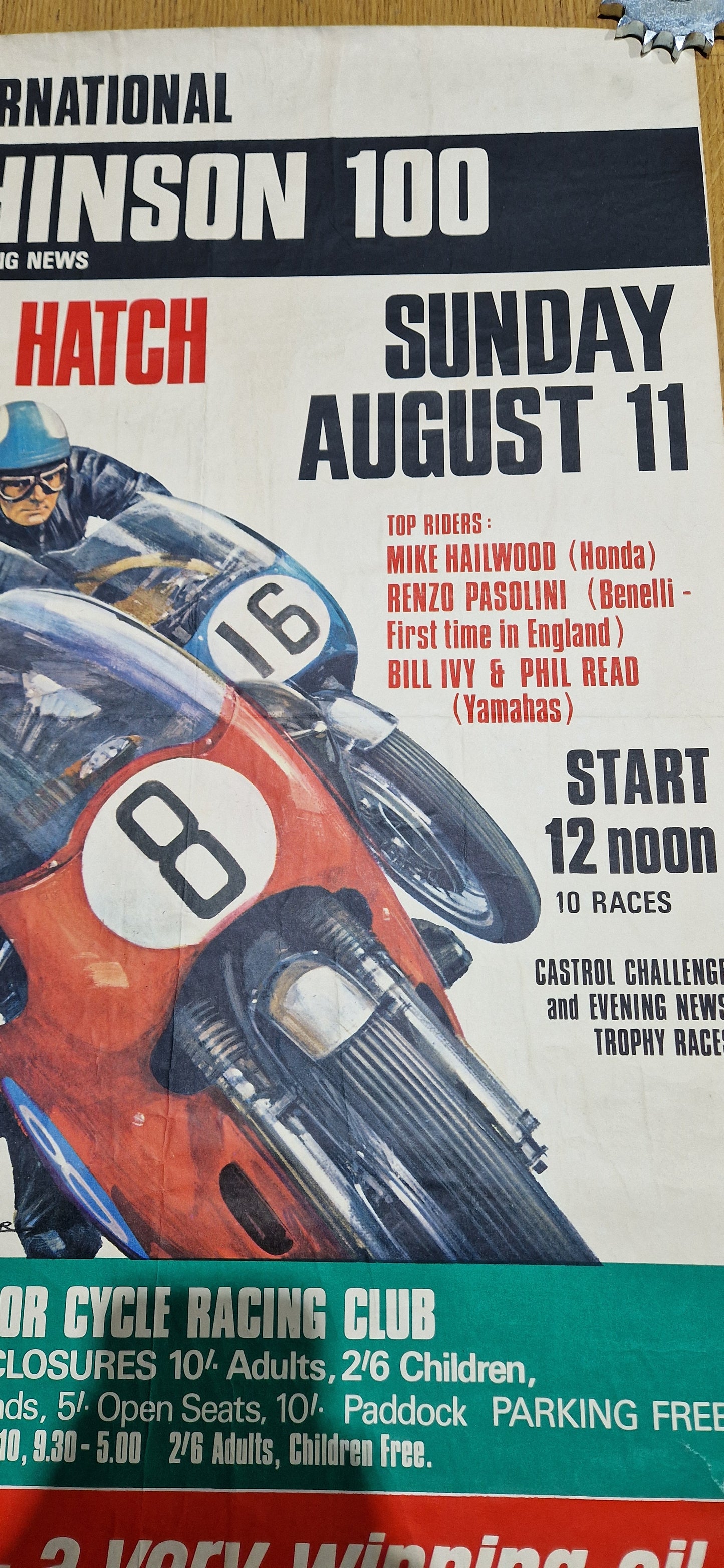 VINTAGE 1968 HUTCHINSON 100 CASTROL POSTER