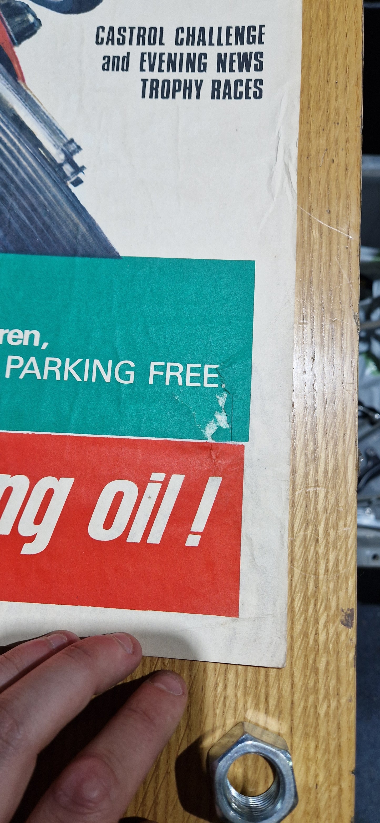 VINTAGE 1968 HUTCHINSON 100 CASTROL POSTER