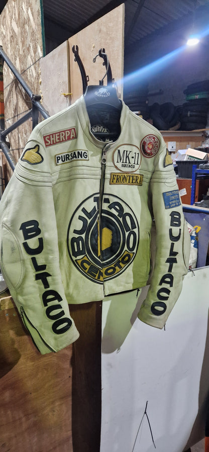 VINTAGE 80'S BULTACO CEMOTO RACING LEATHER JACKET