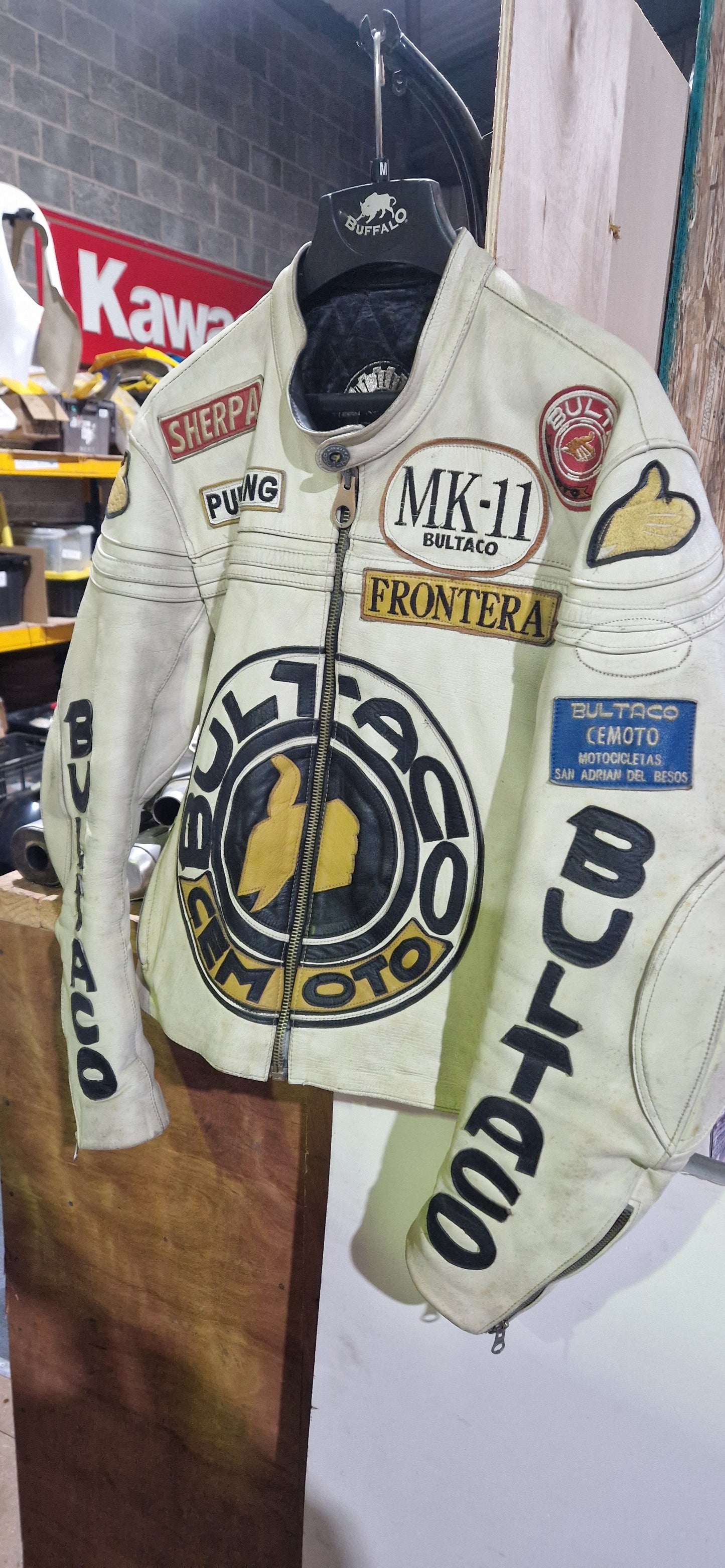 VINTAGE 80'S BULTACO CEMOTO RACING LEATHER JACKET