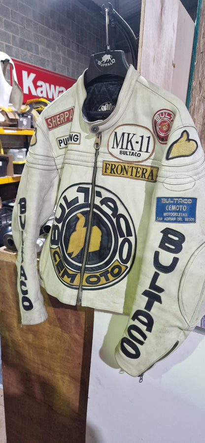 VINTAGE 80'S BULTACO CEMOTO RACING LEATHER JACKET