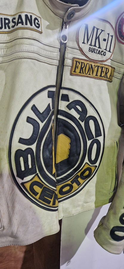 VINTAGE 80'S BULTACO CEMOTO RACING LEATHER JACKET