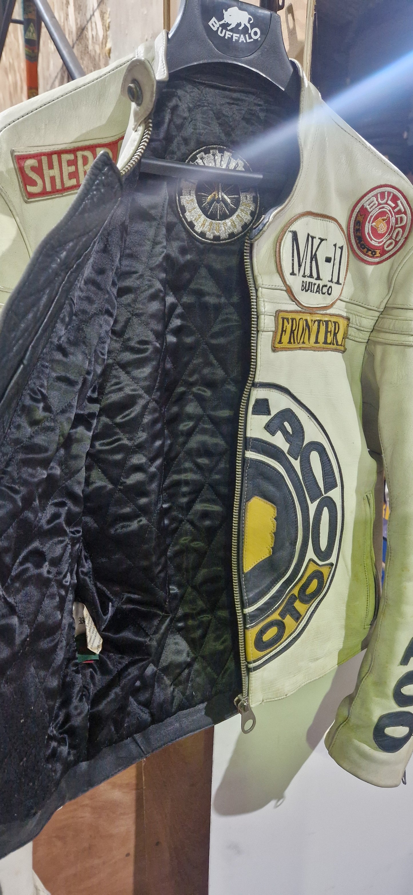 VINTAGE 80'S BULTACO CEMOTO RACING LEATHER JACKET