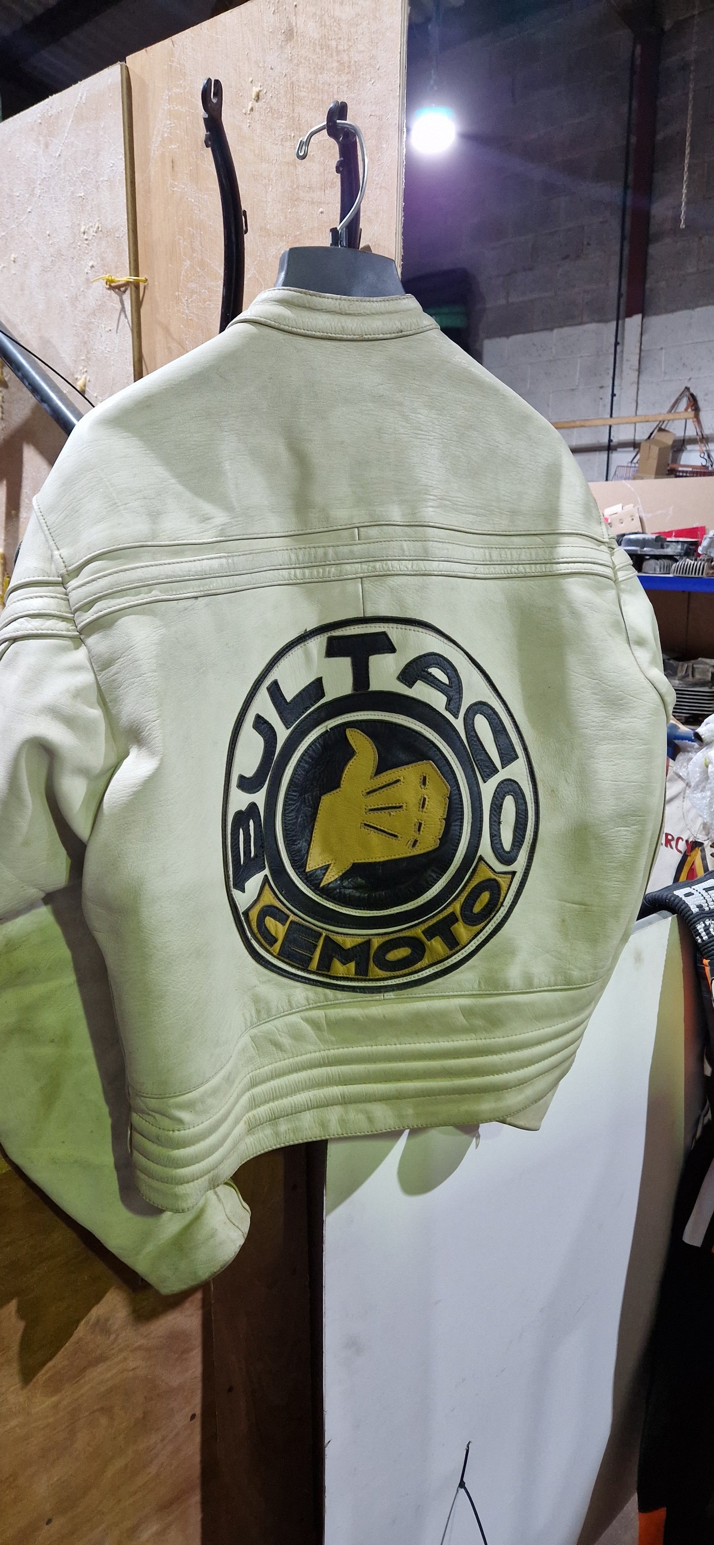 VINTAGE 80'S BULTACO CEMOTO RACING LEATHER JACKET