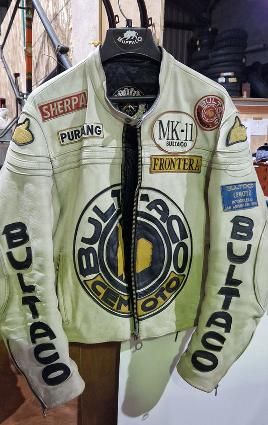 VINTAGE 80'S BULTACO CEMOTO RACING LEATHER JACKET