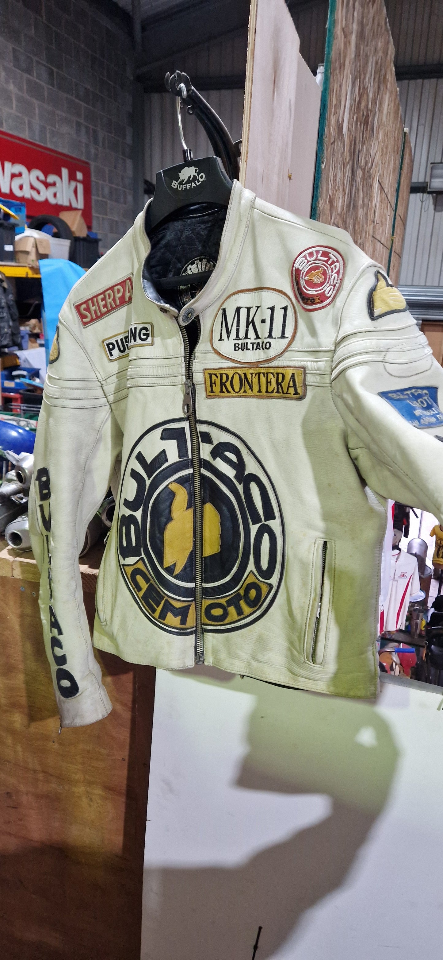 VINTAGE 80'S BULTACO CEMOTO RACING LEATHER JACKET