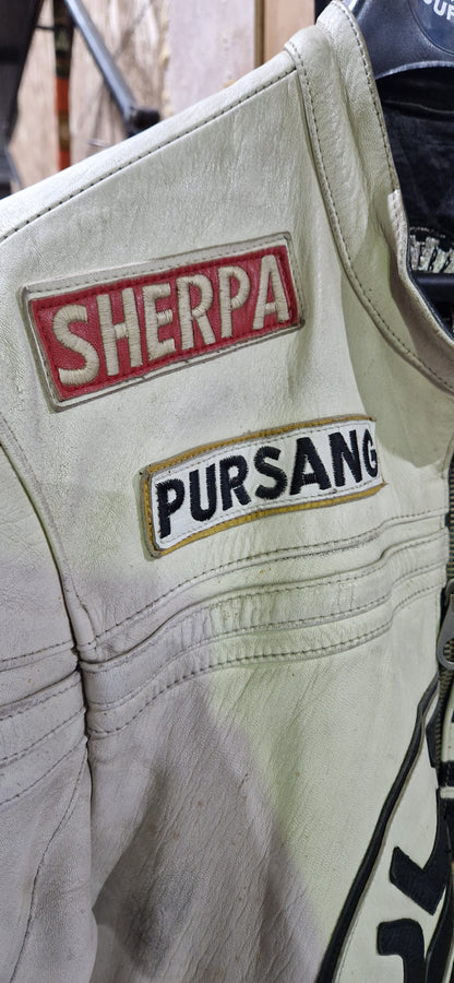 VINTAGE 80'S BULTACO CEMOTO RACING LEATHER JACKET