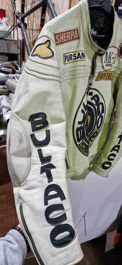 VINTAGE 80'S BULTACO CEMOTO RACING LEATHER JACKET